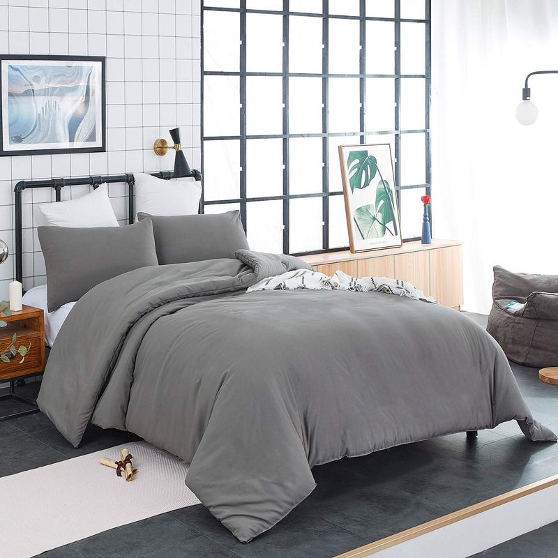 Houseri Grey Comforter Queen Size Solid Dark Gray Bedding Comforters Sets Men Women Modern Dark Grey Queen Comforter Set for Teen Girls Boys Soft Comfy Breathable Pure Grey Bed Quilts Blankets Durable - Image 5